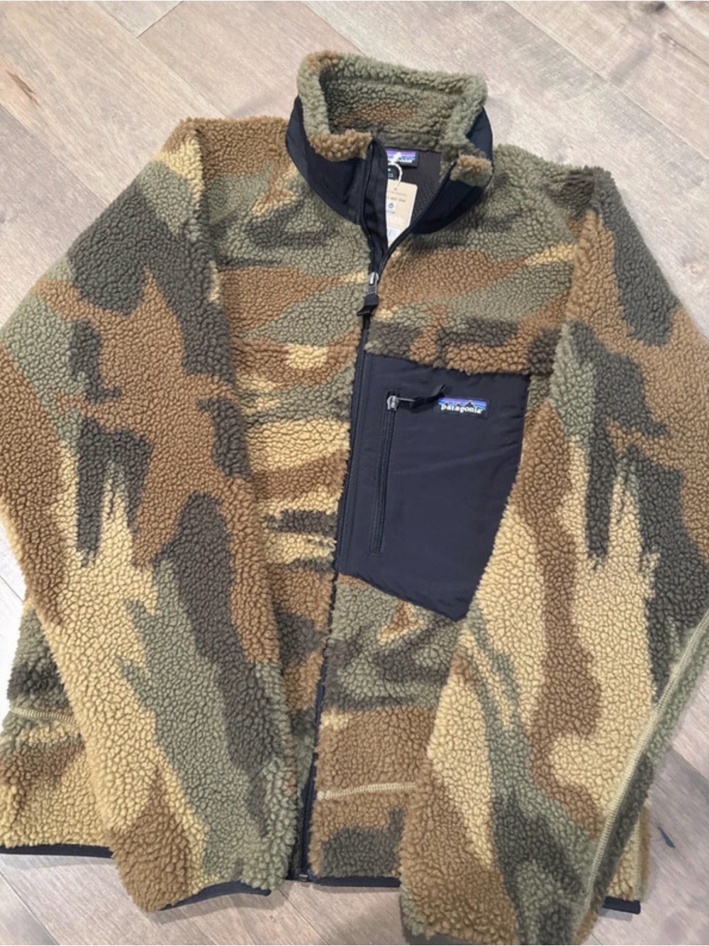 Patagonia Men’s Puffer Jacket in Camo Green and Brown